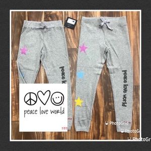 HP 3/15 - GRAY PEACE LOVE WORLD RIBBED "COMFY" JOGGERS
